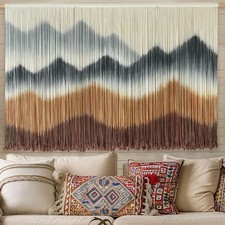 IOWER Macrame Wall Hanging Mountain Wall Art Dip-Dyed Macrame Wall Decor Mode...
