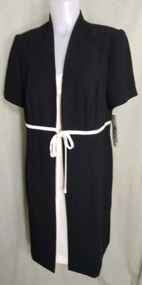 Positive Attitude NWT Womens Black White 1-Pc Overlay Jacket Dress Office Sz 16P