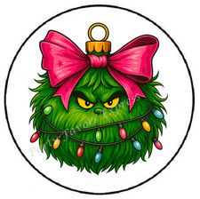 GREEN VILLAIN CHRISTMAS ORNAMENT ENVELOPE SEALS LABELS STICKERS FAVORS