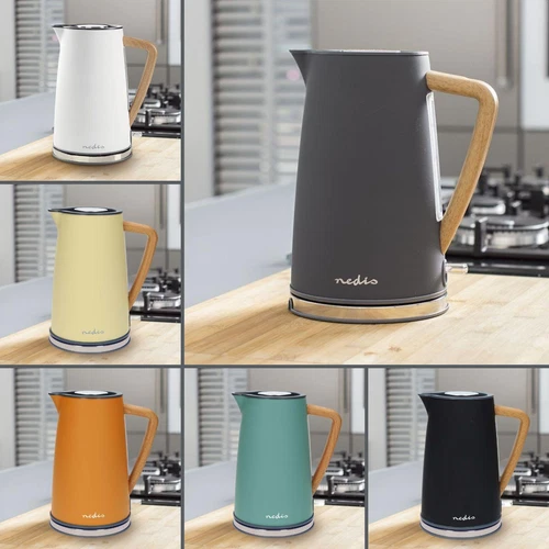 Nedis Nordic 1.7L Jug Kettle Soft Touch Scandi Wood Effect 2.2KW Quick Boil