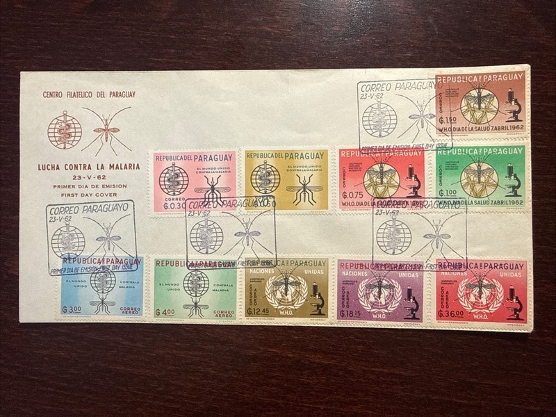 PARAGUAY FDC COVER 1962 YEAR MALARIA HEALTH MEDICINE STAMPS RARE FDC!!! RRR