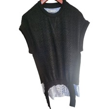 Rare Zara Sweater Dress Destructed Hem Black Womens Size S