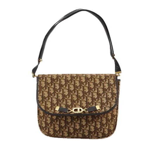 Sac bandoulière Dior Cd en toile marron authentique
