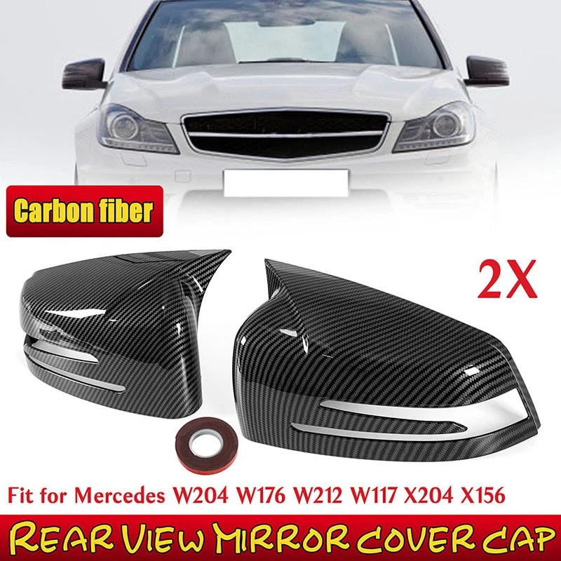 Tapas de fibra de carbono para espejo retrovisor Mercedes~Benz W204 W212 W176 CLA250 Foto 2 de 4