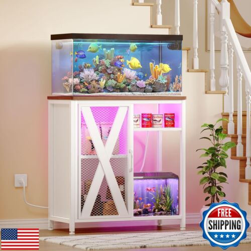YITAHOME Fish Tank Stand with Power Outlets and LED Light, 20-29 Gallon Metal