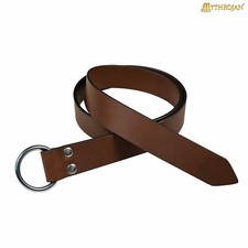 Leather Belt Full Grain O Ring Buckle Cosplay Renaissance Costume Brown 70 inch