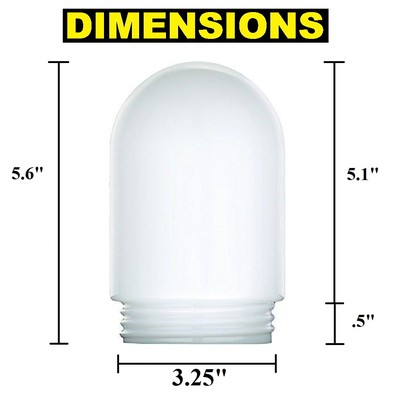  WHOLESALE Light Fixture Jar WHITE ACRYLIC Round-Top 5.6''x3.25'' Threaded Screw