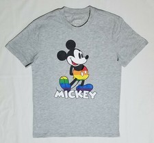Disney Mickey Mouse T Shirt MEDIUM Gray - Rainbow Pride - NEW