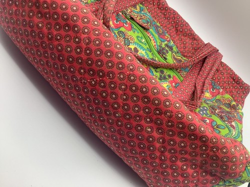 Vintage Y2K India Made Cotton Red Green Multicolor Tote Bag 18” Wide - Picture 5 of 8