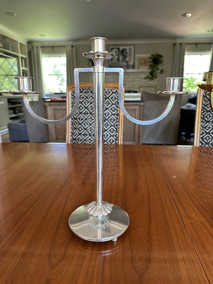 Candelabro cromado Art Deco “Croyden” diseñado para The Chase Brass And Copper Co. Foto 3 de 4