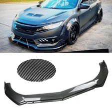 Carbon Fiber Look Front Bumper Lip Spoiler Splitter Body For Honda Civic Z