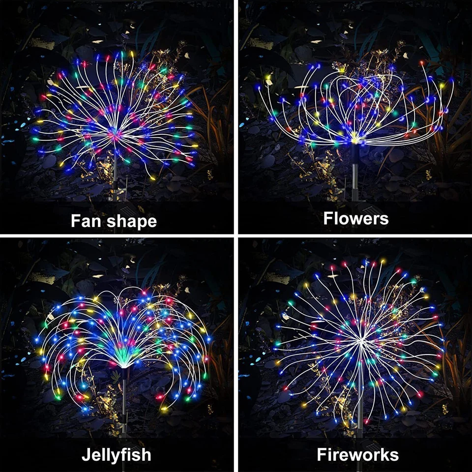 Solar Firework Lights String Outdoor Waterproof 150 LED Path Lawn Garden Decor - Image 3 of 4