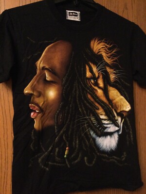 Bob Marley Image With Lion - Black Shirt - M - The Roxx | eBay