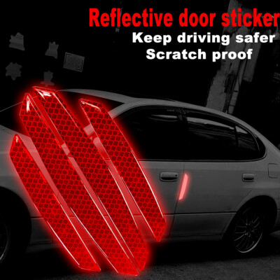 4pcs Red Car Side Body Reflective Graphics Red Decal Sticker DJC A