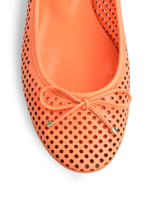 JIMMY CHOO WALSH NEON ORANGE GOLD LOGO BOW BALLET FLATS EU 38 39 40 I LOVE SHOES