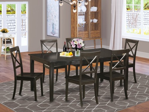 7pc Dining Set, Henley dining set table with 6 leather padded chairs cappuccino - Picture 12 of 12