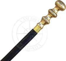 Victorian Wooden Walking Stick Hand Carved Cane with Brass Head Men-Women-Elders