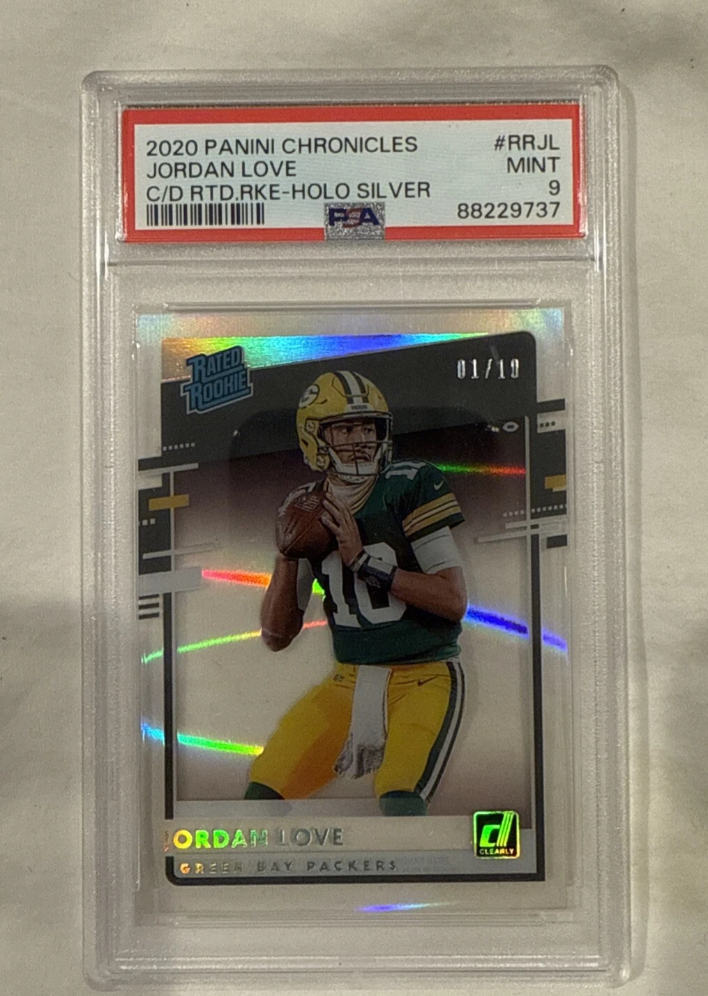 Jordan Love Panini Chronicles Clearly Donruss Rated Rookies #RRJL Holo Silver
