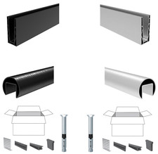 Ganzglasgeländer Alluminio Anodizzato Profilo U Vetro Corrimano Kit Nero Set