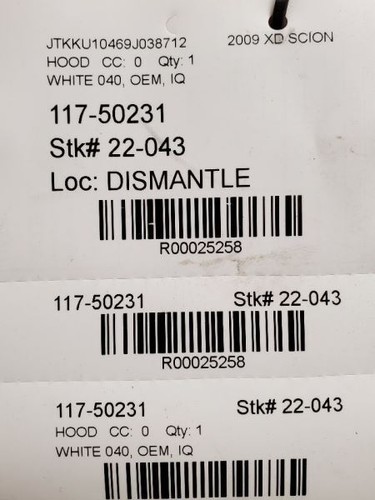 Scion XD IQ, Hood Assembly, 2008-2014, White, 040, 53301-52280, OEM - Picture 3 of 12