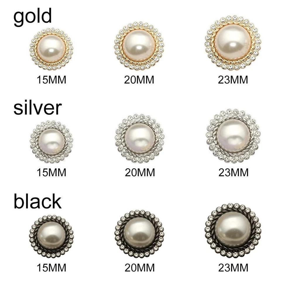 Pearl Clothing Buttons Shiny Rhinestone Sewing Accessories Shirt Buttons - Image 2 of 4