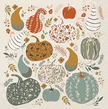 Boston International - 3-Ply 5" Cocktail Napkins 20 Count - Pumpkin Patch Cla...