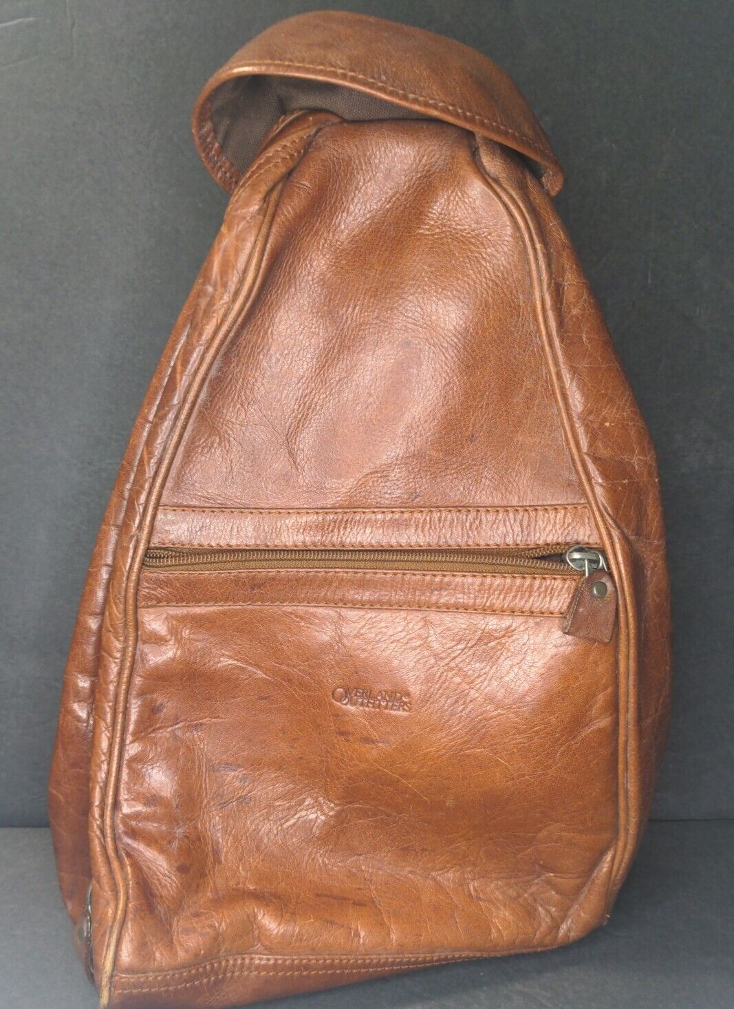 Leather Overland Outfitters Bookbag backpack satchel brown men and women