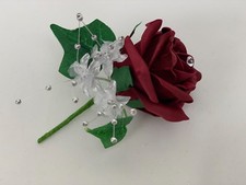  wedding buttonholes rose flower bouquets ivory purple groom best man,single,red