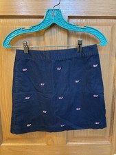 Vineyard Vines Girls 12 Navy Blue Pink Whale Logo Skirt EUC