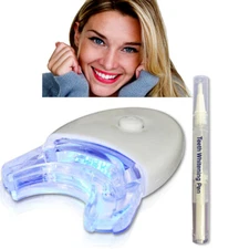 Professional Teeth Whitening Bleaching Dental Gel Kit Tooth Whitener Pen+ Light 
