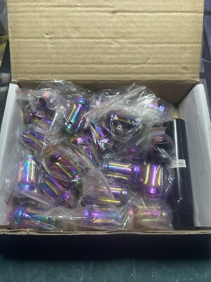 20pcs  Neo-Chrome spline drive acorn tuner lug nuts 12x1.5 with key