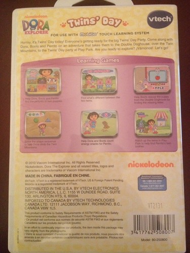 NEW! Vtech MobiGo Touch Learning Game Nickelodeon Dora the Explorer Twins Day - Picture 3 of 6