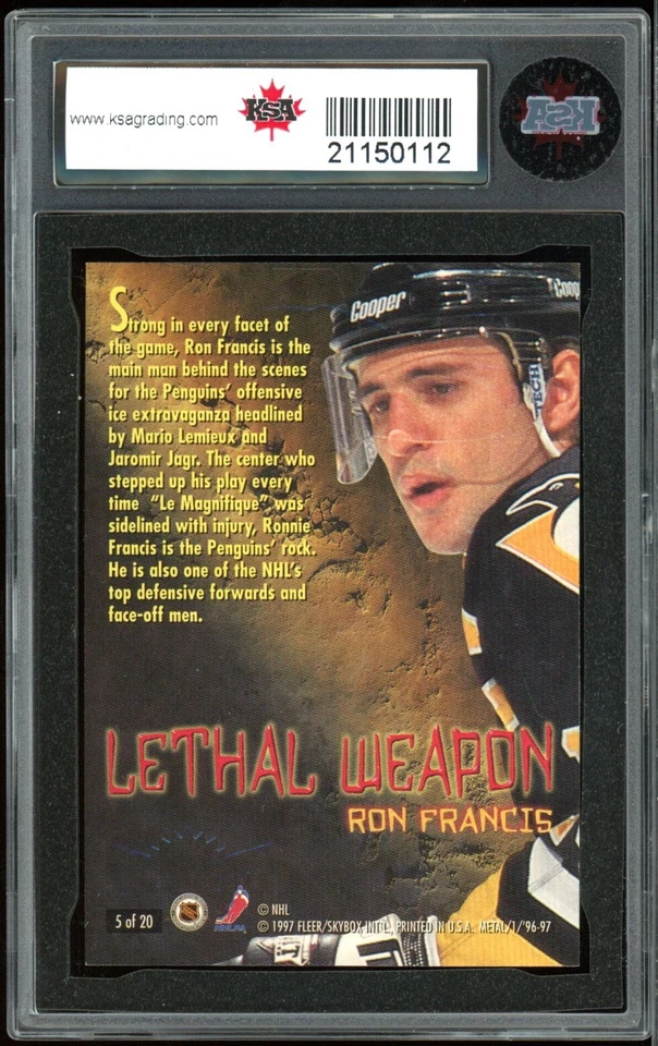 1996-97 Fleer Metal Universe #5 Ron Francis Lethal weapon KSA 10 Gem Mint - Image 2 of 2