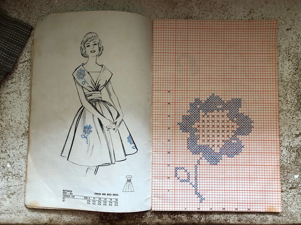 1960s Butterick Cross-Stitch Design 15 Design For Gingham Fabric Apron Pinafore - Image 4 of 4