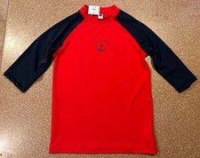 Janie And Jack Red Swim Rash Guard 3/4 Sleeve Shirt Anchor Boys 12 NWT 29