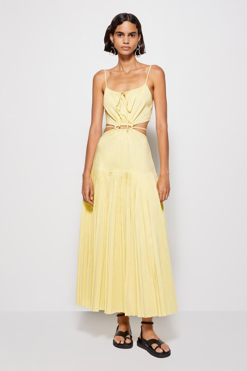 JONATHAN SIMKHAIRem Pleated Cut-Out Maxi Dress | eBay