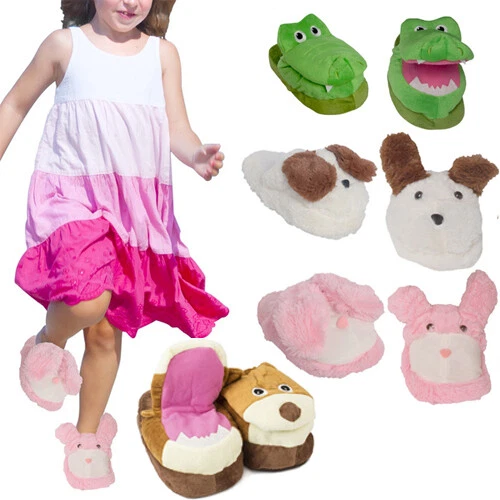 NEW KIDS ANIMAL SLIPPERS NOVELTY PLUSH SOFT WARM COSY GRIP 3D SHOES WINTER GIFT