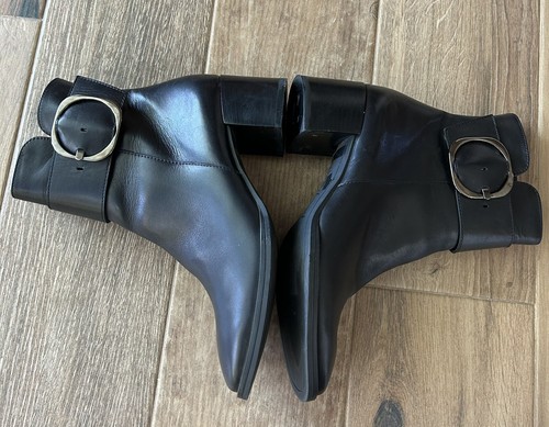 PAUL GREEN 11528 BLACK LEATHER WOMENS BOOTIES BUCKLE SIDE ZIPPER UK 4 US 6.5 EUC - Picture 6 of 14