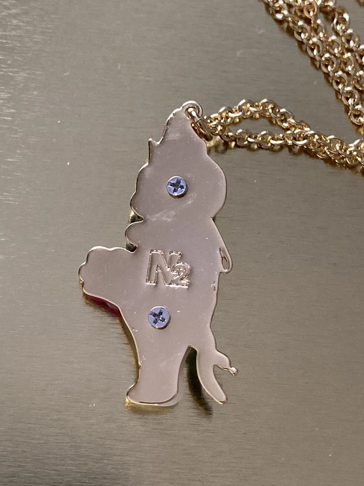 Les Nereides Cat Necklace N2 With Flower Grey Gold Purple Very Cute - Image 4 of 4