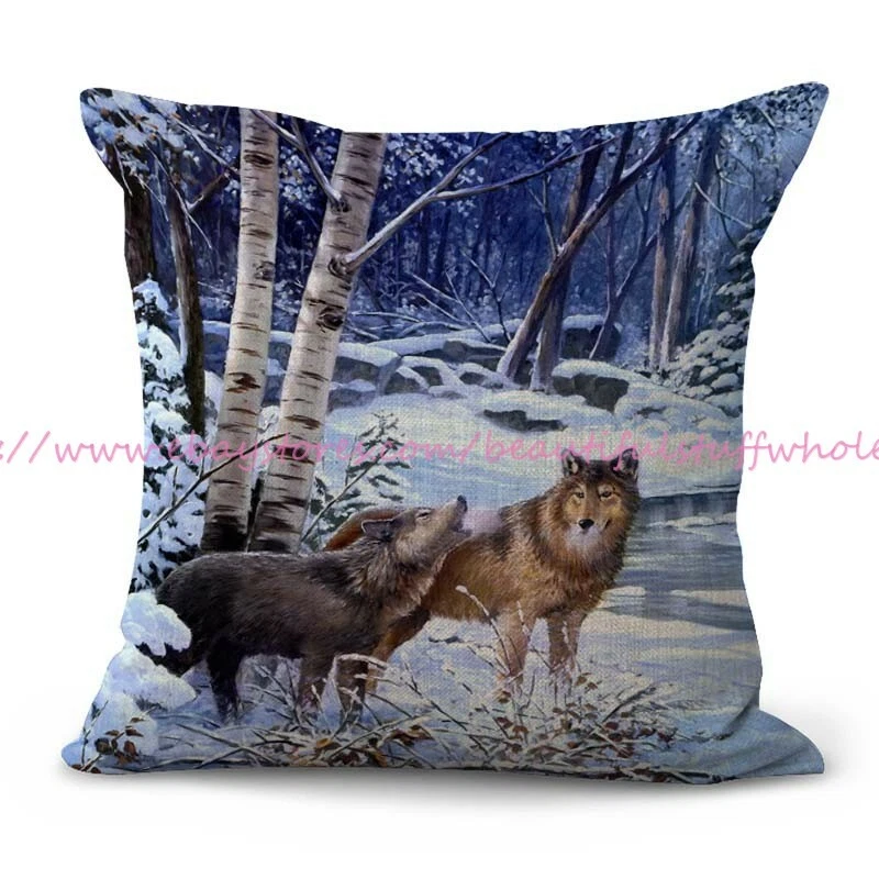Wolf top cushion cover