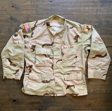 US Army 2000 Issue Desert Camouflage Combat Coat LARGE SHORT AIRBORNE Coat Patch