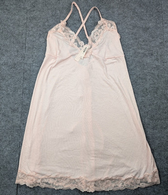 Victorias Secret Sleep Dress Womens XL Pajama Modal Coquette Corset Lace Up Pink