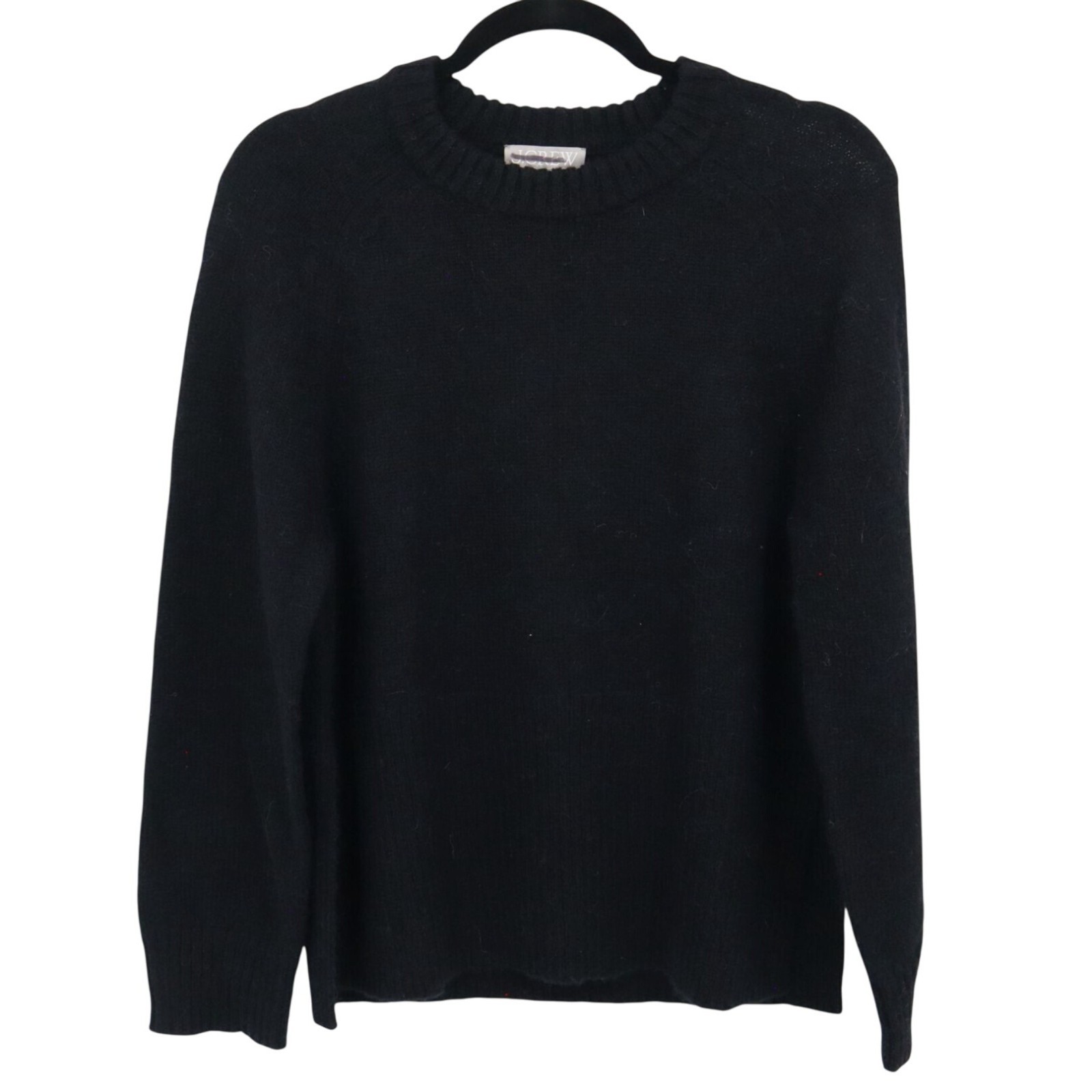 J. Crew Wool Alpaca High Ribbed Sweater Women M Black Academia Classic Cozy NWT