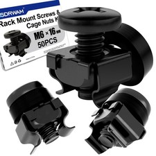 50 Pack M6 x 16mm Rack Mount Screws and Cage Nuts with Washers, Server Rack A...