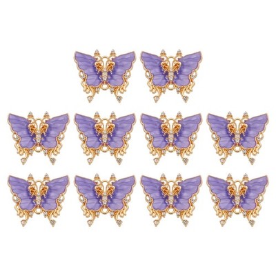 10pcs Gold Plated Butterfly Charm Purple Pendant 23x26mm for Bijoux