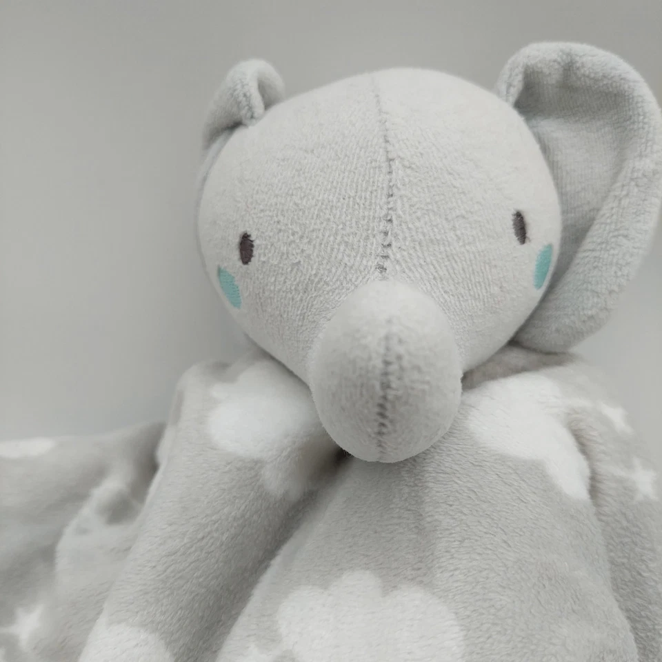 Manta bebé elefante nubes gris blanco gris elección de los padres borde satinado felpa adorable Foto 2 de 4