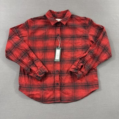 Alpine Design Flannel Button Shirt Women Size Small Red Black Plaid NWT