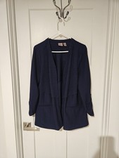 Womens Navy Blue Easywear By Chicos Open Front Textured Cardigan Jacket Size 3