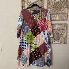 Boho Patchwork Dress Upcycled Japanese Brand Hippie Festival Funky Sz M/L B45