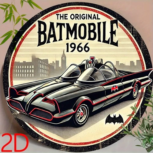 Vintage 1966 Batmobile Wall Tin Metal Signs Home Décor 8x8 Tin Art,Retro Superhe
